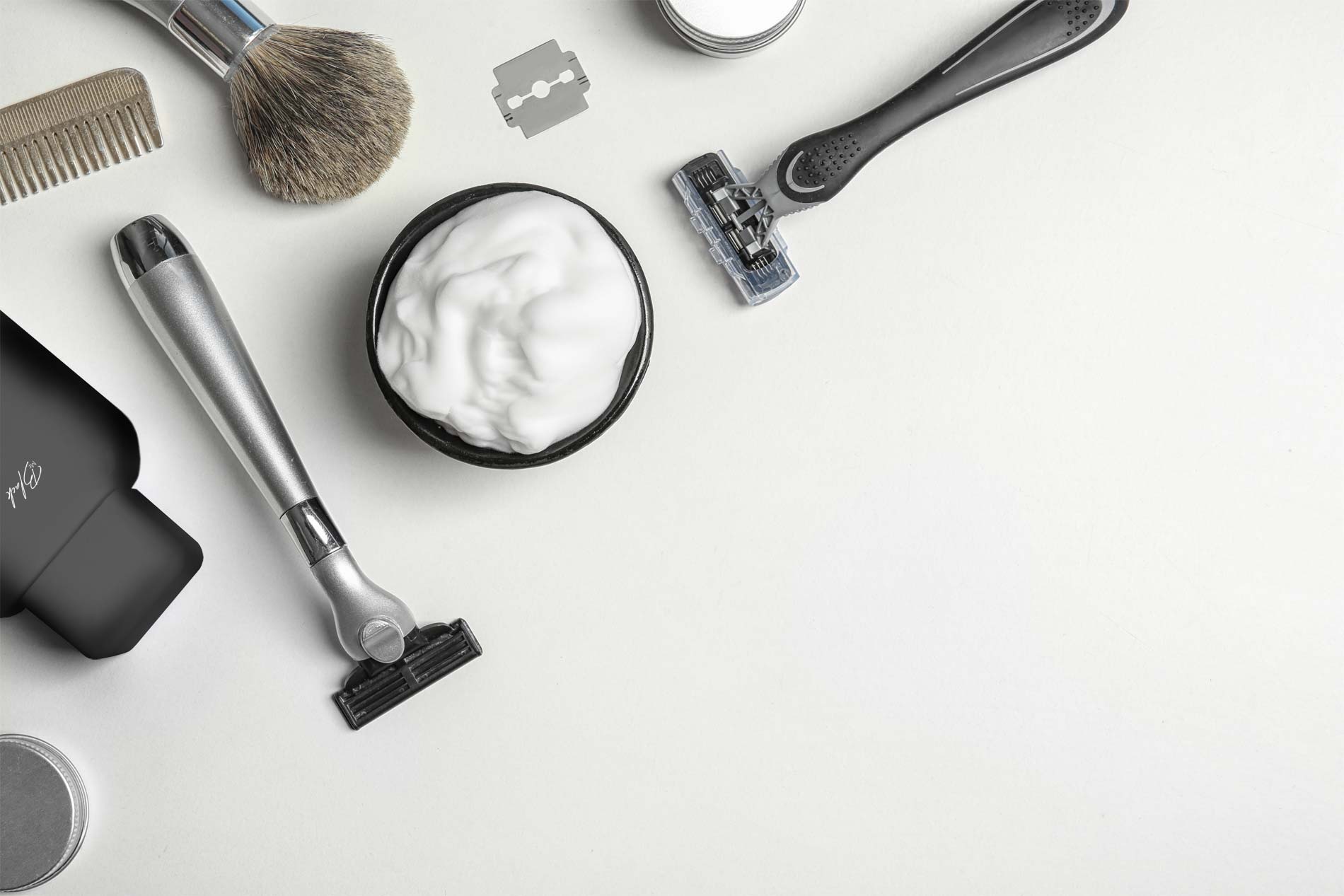 A Collection Of Shaving And Beard Care Products Flatlay Image